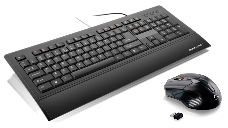 Kit Teclado USB e Mouse sem fio Multilaser - 1600dpi - TC128 / MO221