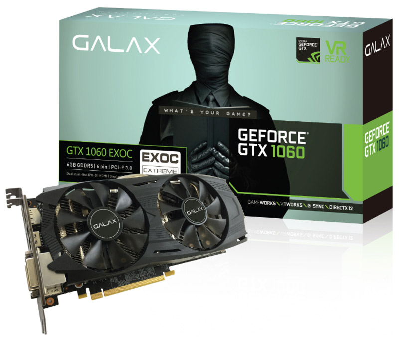 GeForce GTX 1060 6GB GDDR5 192bits - EXOC Teclab Edition Black - Galax 60NRH7DVM6EV
