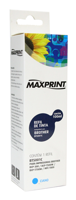 Refil de Tinta Compatível Brother BT5001C Ciano - Maxprint 6116025 - Para Brother DCP-300 / DCP-T500W / DCP-T700W MFC-T800 - Outlet