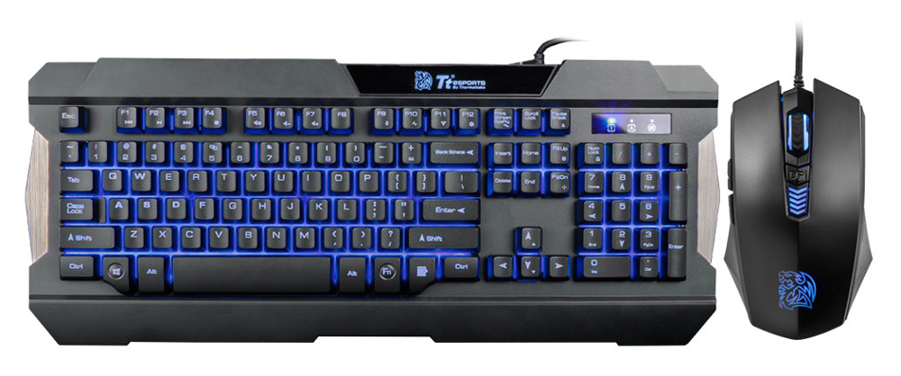 Kit Teclado e Mouse USB Thermaltake Commander Combo Multi Light - LED 3 cores - KB-CCM-PLBLPB-01