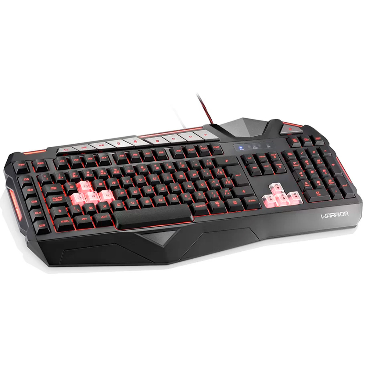 Teclado Gamer Multilaser Warrior - LED 3 Cores e Controle de Brilho - Teclas para Gravação - TC209