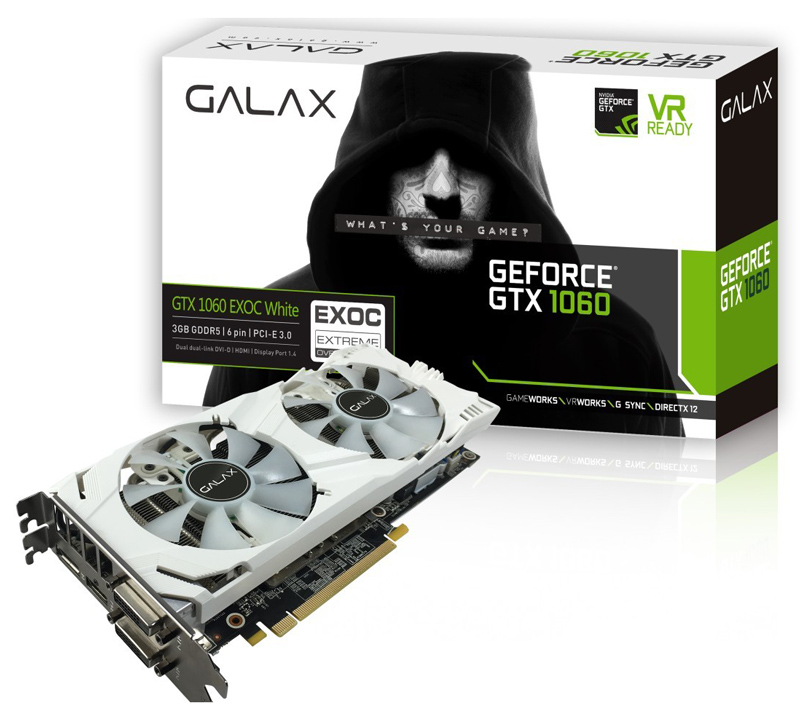 GeForce GTX 1060 3GB GDDR5 192bits - White - Galax 60NNH7DVM3NW