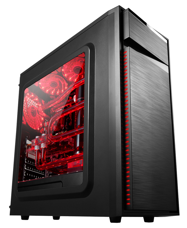 Gabinete Gamer Bluecase BG-015 - USB 3.0 - Janela Lateral de Acrílico - 3 Coolers Inclusos - Led Vermelho