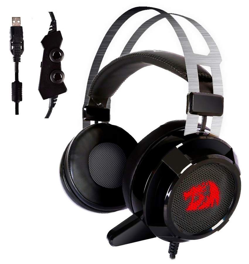 Headset Redragon Siren 2.0 - Surround 7.1 - com Microfone e LED - Driver de Vibração - Controle de Volume no Cabo - Conector USB - H301USB