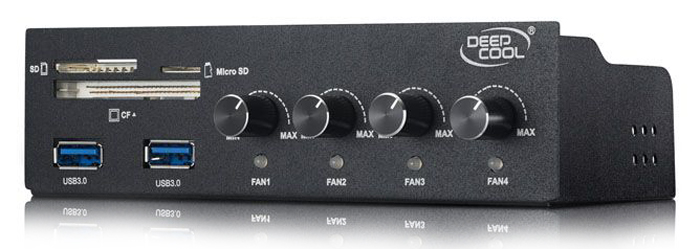 Painel Multicontrolador de FAN DeepCool Rock Master V3.0 - para 4 Fans - USB 3.0 - Leitor de Cartões - DP-FC4F2USD-RMTV3