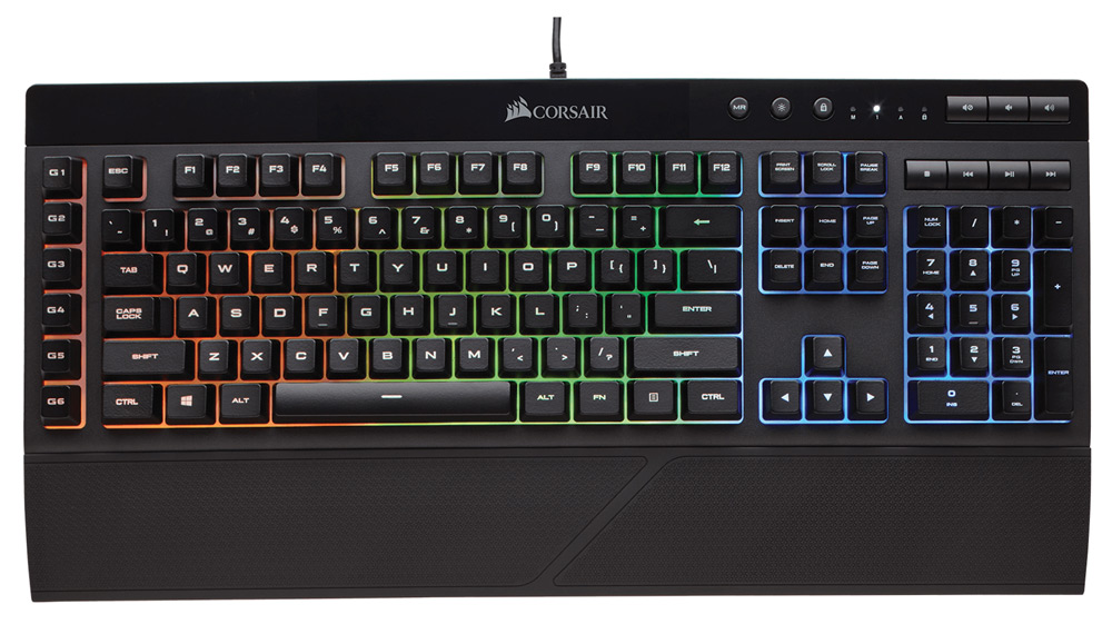 Teclado Gamer Corsair K55 RGB - ABNT2 - Teclas Macro e Multimídia - Iluminação LED - Descanso de Pulso Destacável - CH-9206015-BR