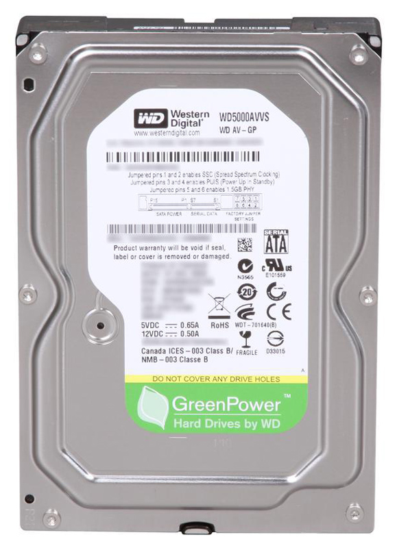 HD 500GB SATA 2 - 3Gb/s - 7200RPM - 8MB Cache - Western Digital Green Power - WD5000AVVS - Seminovo