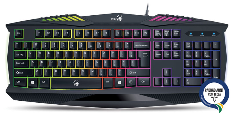 Teclado Gamer Genius K-220 Scorpion - Iluminação por LED - Resistente a Água - ABNT - 31310475111