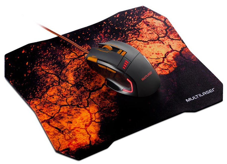 Kit Mouse e Mousepad Gamer Multilaser - 3200dpi - 8 Botões - MO256