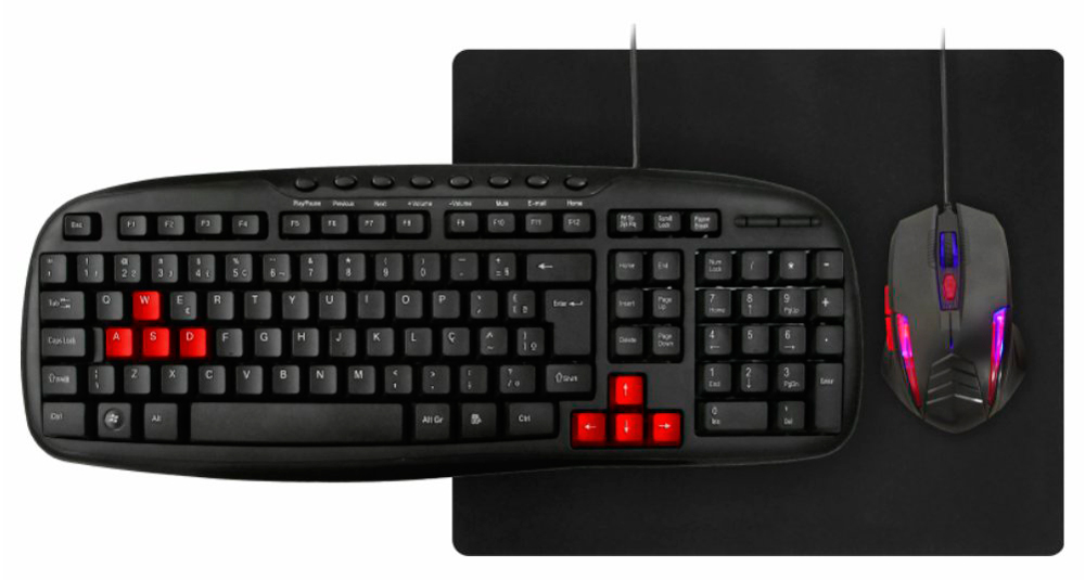 Kit Gamer K-Mex - Teclado Gamer + Mouse Gamer + Mouse Pad - 1600dpi