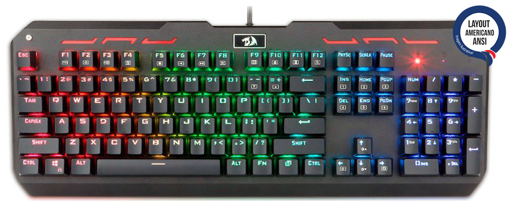 Teclado Mecânico Redragon VARUNA - LED RGB - Switch Outemu Blue - K559-RGB - ANSI