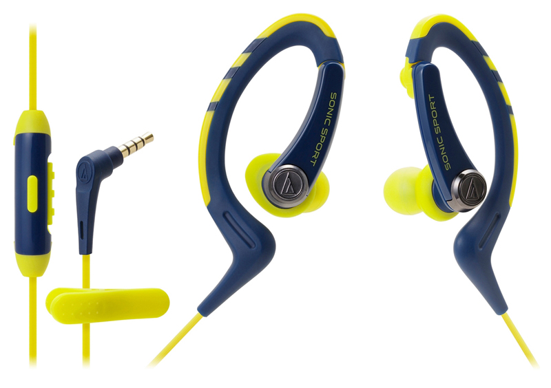 Fone de Ouvido Esportivo Audio-Technica - Intra Auricular - com Microfone - Conector P2 - Azul e Amarelo - ATH-SPORT1ISNY