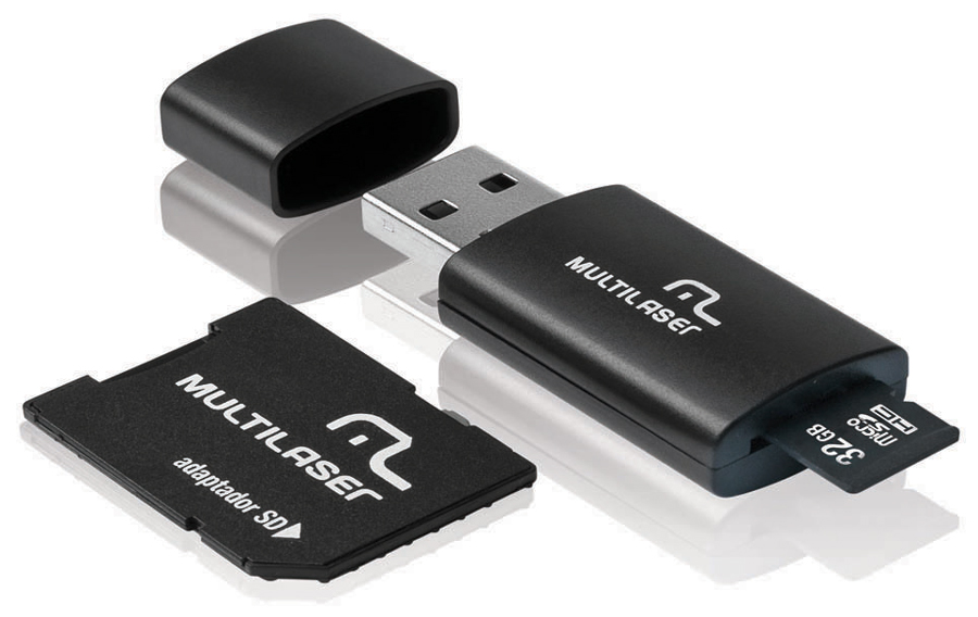 Pen Drive 32GB Multilaser MC113 - Kit 3 em 1 Micro SD com adaptador SD - Velocidade classe 10
