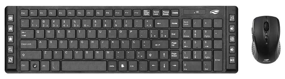 Kit Teclado e Mouse sem Fio C3 Tech - ABNT2 - 1600dpi - Teclas Multimídia - K-W50BK