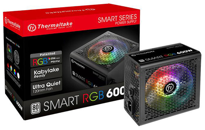 Fonte 600W Thermaltake Smart RGB - PFC Ativo - Eficiência 80% - 80 PLUS® White - PS-SPR-0600NHFAWB-1