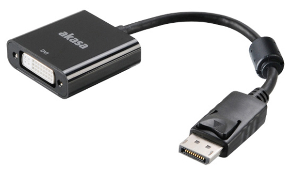 Cabo Conversor DisplayPort para DVI - 20cm - Ativo - Suporta até 4K de resolução - Akasa AK-CBDP15-20BK