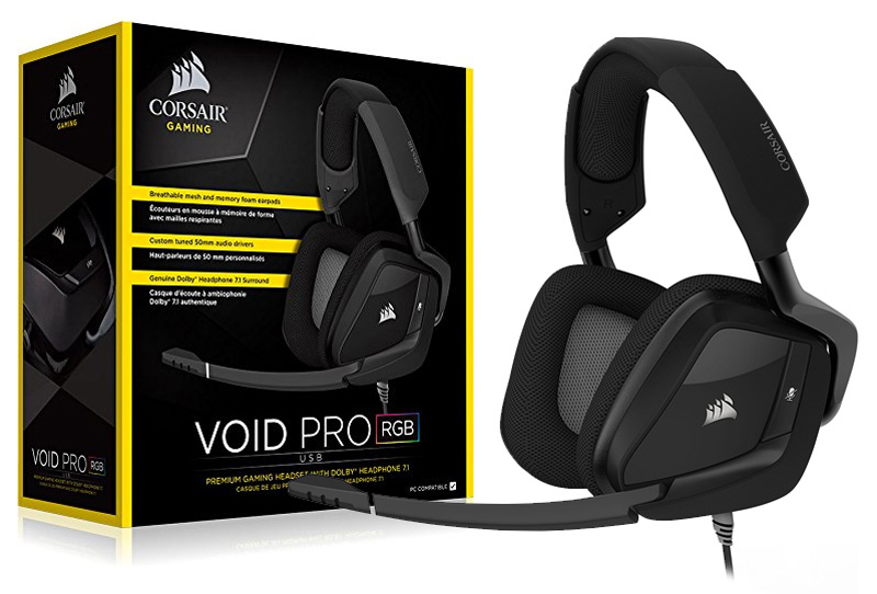 Headset Gamer Corsair Carbon Void Pro RGB CA-9011154 - USB - Dolby 7.1 - com Cancelamento de Ruidos - Preto
