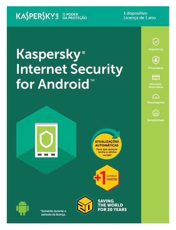 Kaspersky Internet Security for Android - licença de 1 ano - 1 Dispositivo + 1 Licença Grátis - Versão Download