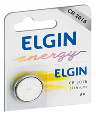Bateria de Lítio CR2016 Elgin 82191 - Unidade - para alarmes automotivos, calculadoras e relógios