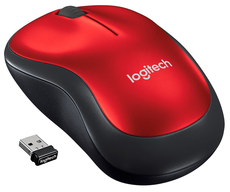 Mouse sem Fio Logitech Wireless M185 - 2.4GHz - Vermelho - 910-003635