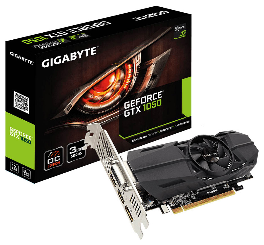 GeForce GTX 1050 3GB GDDR5 128bits - Low Profile - Gigabyte GV-N1050OC-3GL