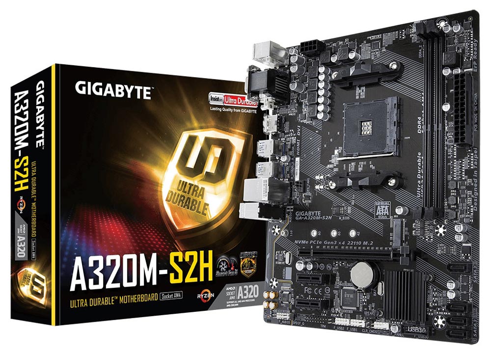 Placa Mãe Gigabyte GA-A320M-S2H (AM4 - DDR4 3200 O.C) Chipset AMD A320 - USB3.1 - Slot M.2