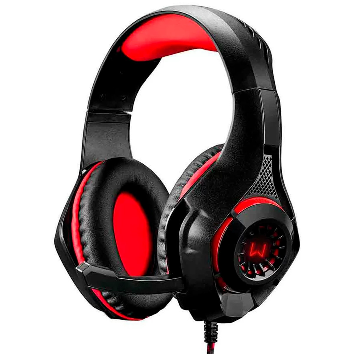 Headset Gamer Multilaser Warrior PH219 - LED Vermelho - Conector P3 + Adaptador P2 - USB para energia