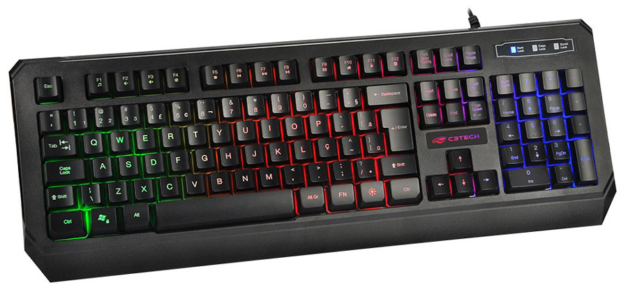 Teclado Gamer C3 Tech - Teclas Antighosting - 1ms - Iluminação LED - KG-50BK