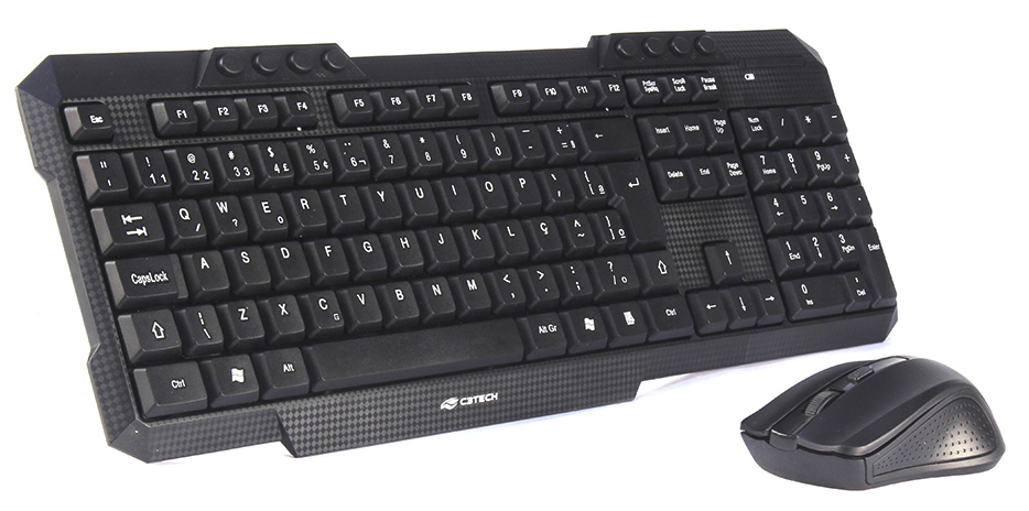 Kit Teclado e Mouse sem Fio C3Tech - ABNT2 - 1000dpi - Teclas Multimídia - K-W10BK