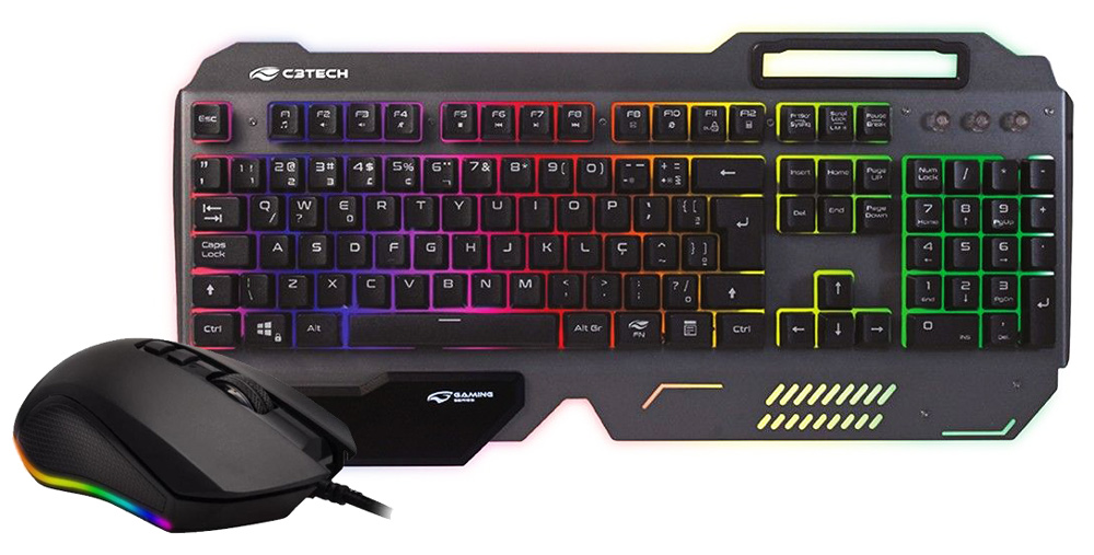 Kit Teclado e Mouse Gamer Teclado RGB C3Tech + Mouse Fortrek PRO M3 - ABNT2 - Teclas Antighosting - 4800dpi - 7 Botões - LED RGB