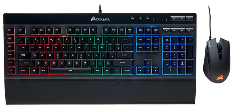 Kit Teclado e Mouse Gamer Corsair - Teclado K55 + Mouse Harpoon - ABNT2 - Teclas Multimídia - 6000dpi - 6 Botões - Iluminação RGB - CH-9206115-BR