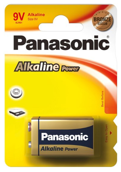 Bateria 9V Alcalina Panasonic - 6LR61 - 6LF22XAB/1B