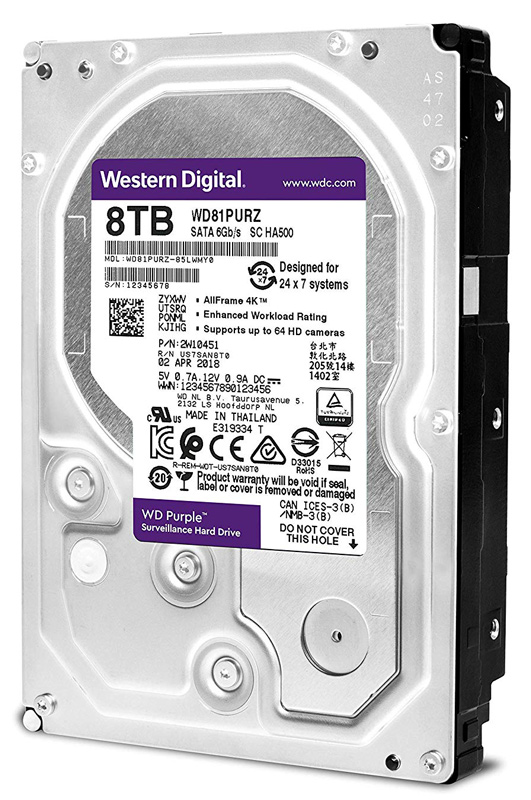 HD 8TB SATA - 5400RPM - 256MB Cache - Western Digital Purple Surveillance - WD81PURZ - Ideal para Vigilância
