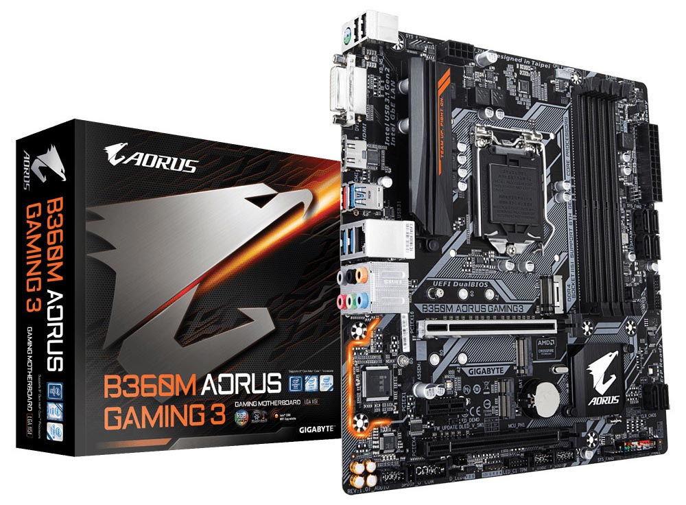 Placa Mãe Gigabyte B360M AORUS GAMING 3 - (LGA 1151 - DDR4 2666) Chipset Intel B360 - Slot M.2 - Micro ATX