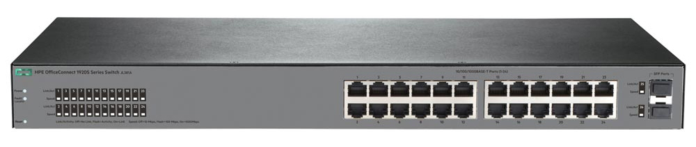 Switch 24 portas HPE Aruba 1920S-24G-2SPF - Gerenciável - 24 portas Gigabit + 2 portas SFP - JL381A