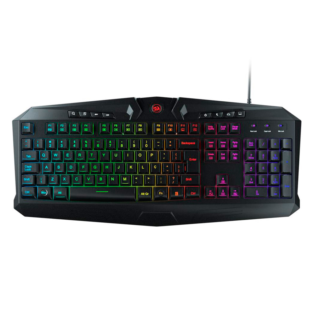 Teclado Gamer Redragon HARPE RGB - Iluminação LED 7 Cores com Efeito - Teclas Multimídia - ABNT2 - K503RGB