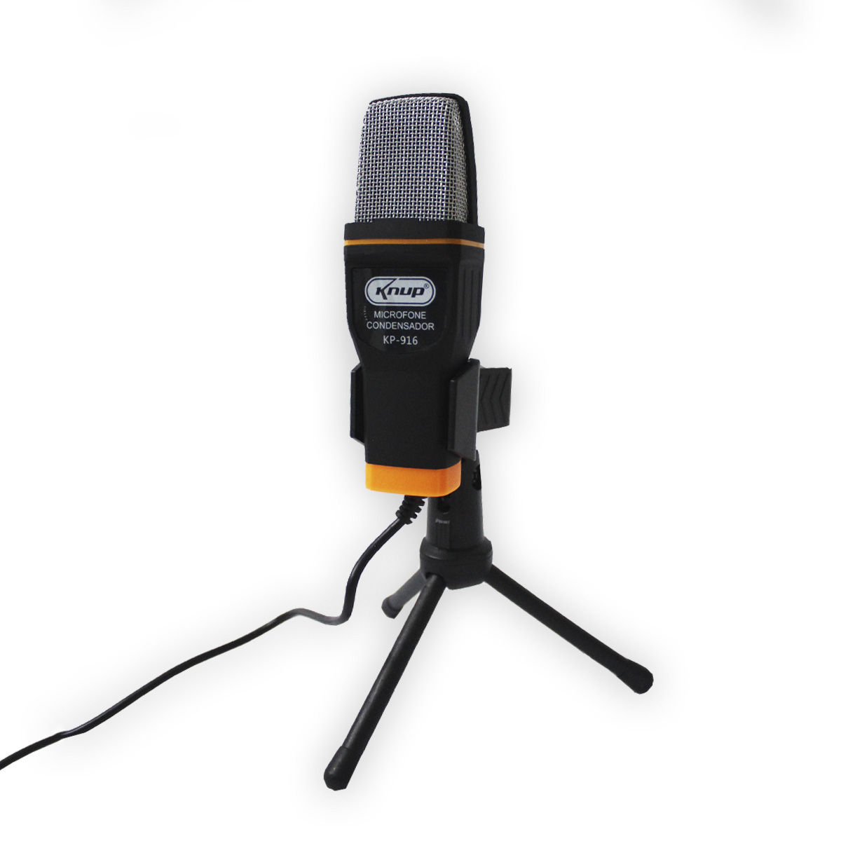 Microfone Condensador USB Knup KP-916 - Cabo 1,35m - Ideal para Mesa de Gravação e vídeos Youtube