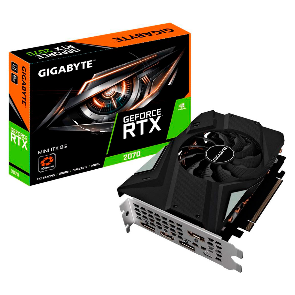 GeForce RTX 2070 8GB GDDR6 256bits - Mini ITX - Gigabyte GV-N2070IX-8GC