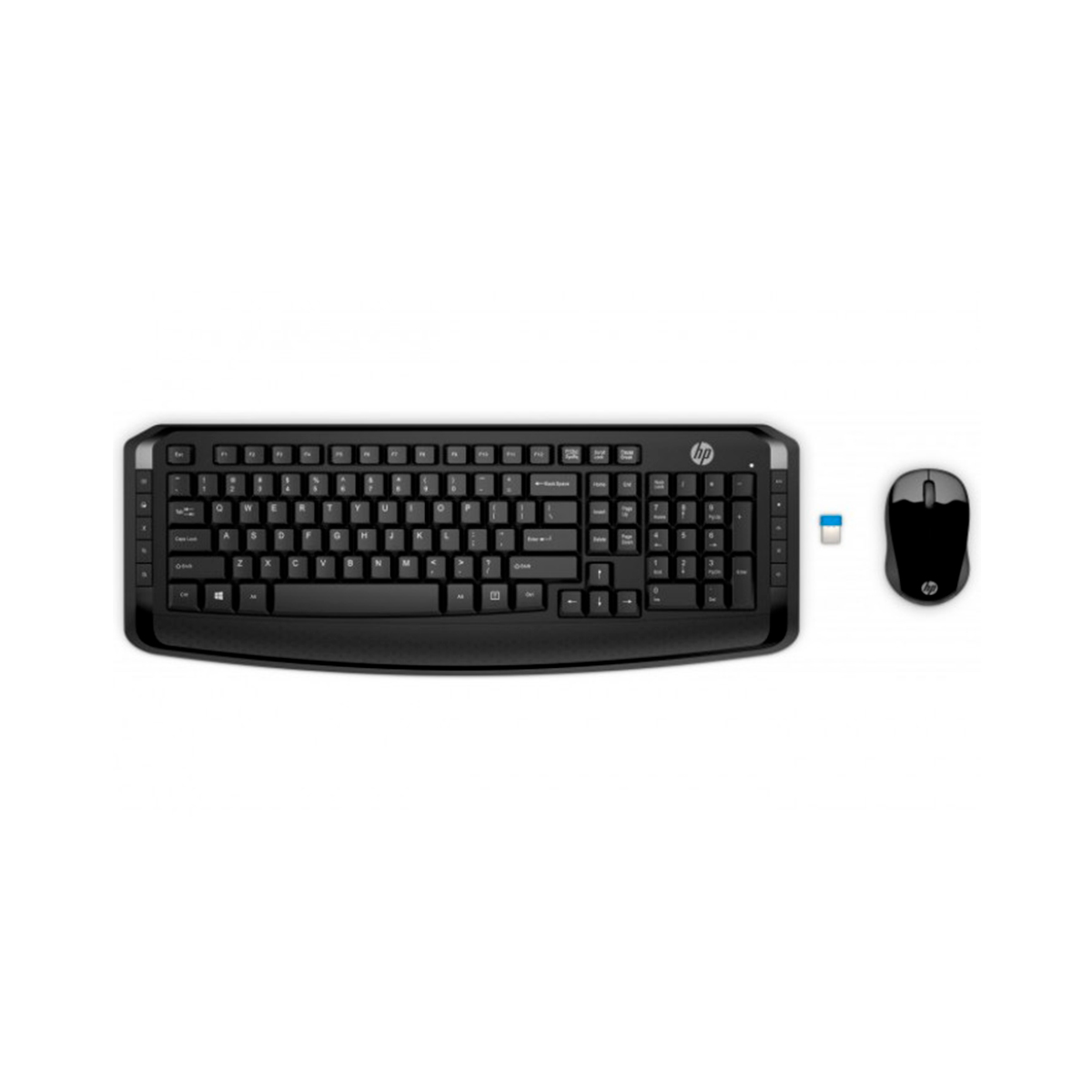 Kit Teclado e Mouse sem Fio HP 300 - ABNT2 - com Teclas Multimídia - 1600dpi - 2.4GHz - Preto - 3ML04AA