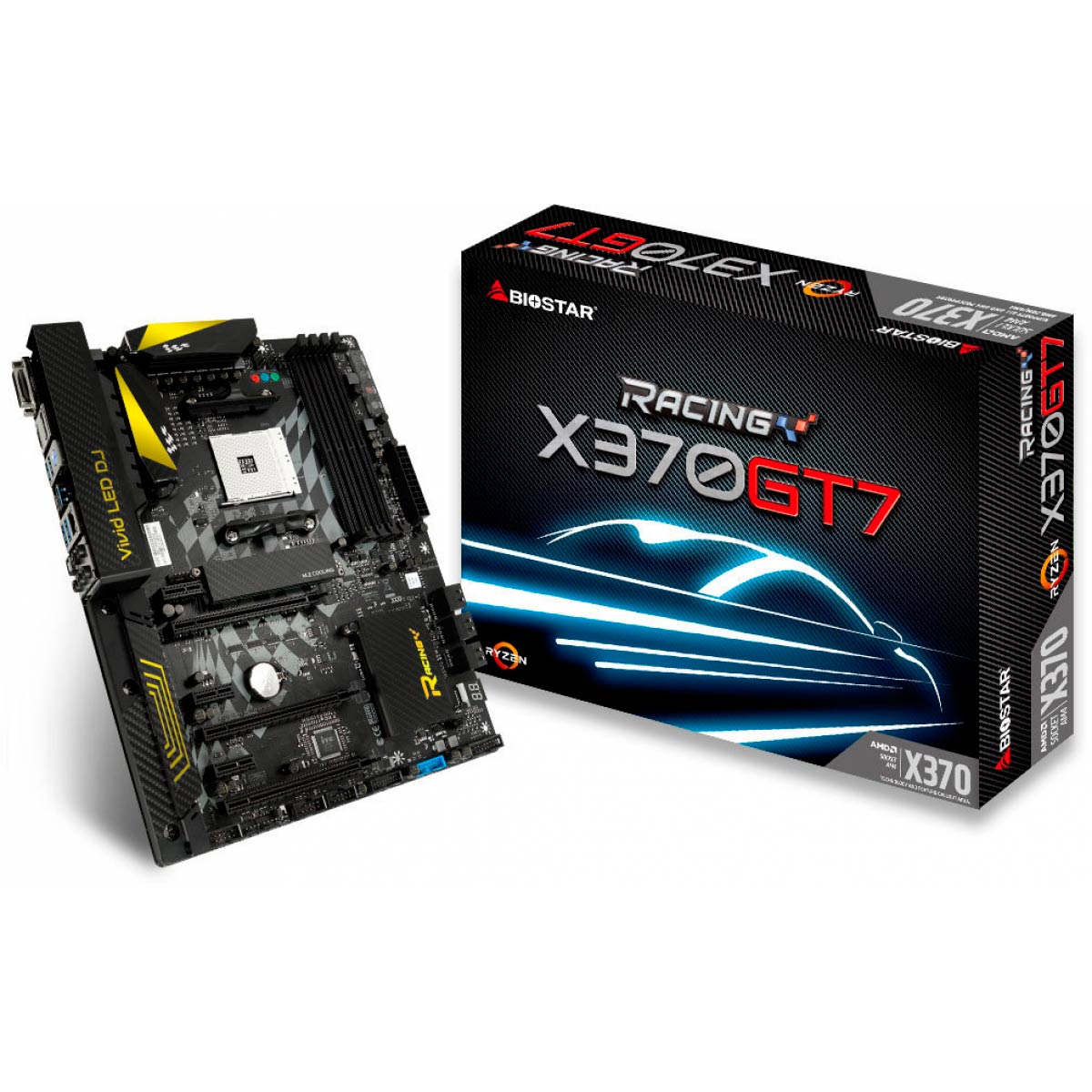 Placa Mãe Biostar Racing X370GT7 (AM4 - DDR4 3200 O.C) Chipset AMD X370 - Slot M.2 - USB 3.1 Tipo C - ATX