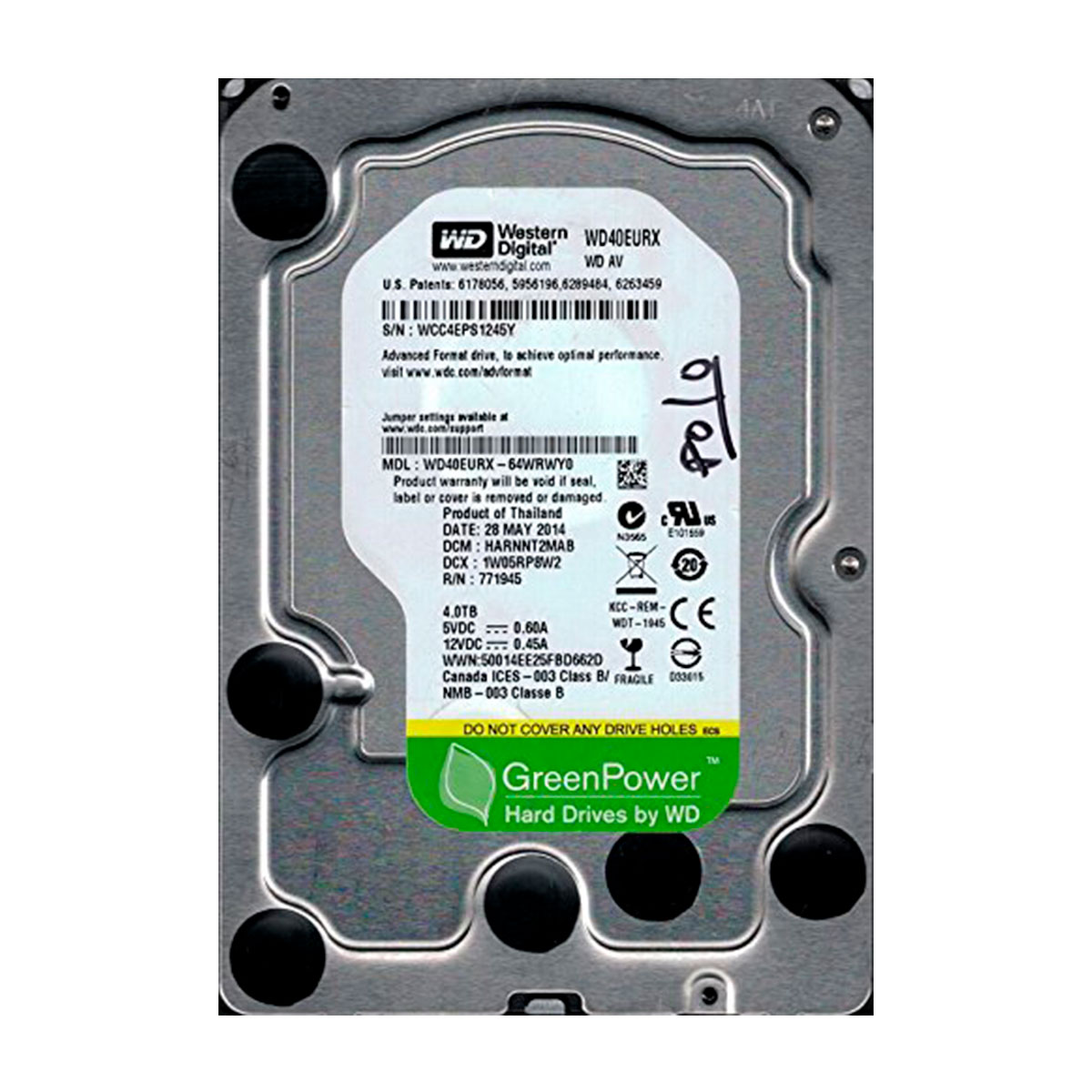 HD 4TB SATA - 5400RPM - 64MB Cache - Western Digital Green - WD40EURX-64WRWY0