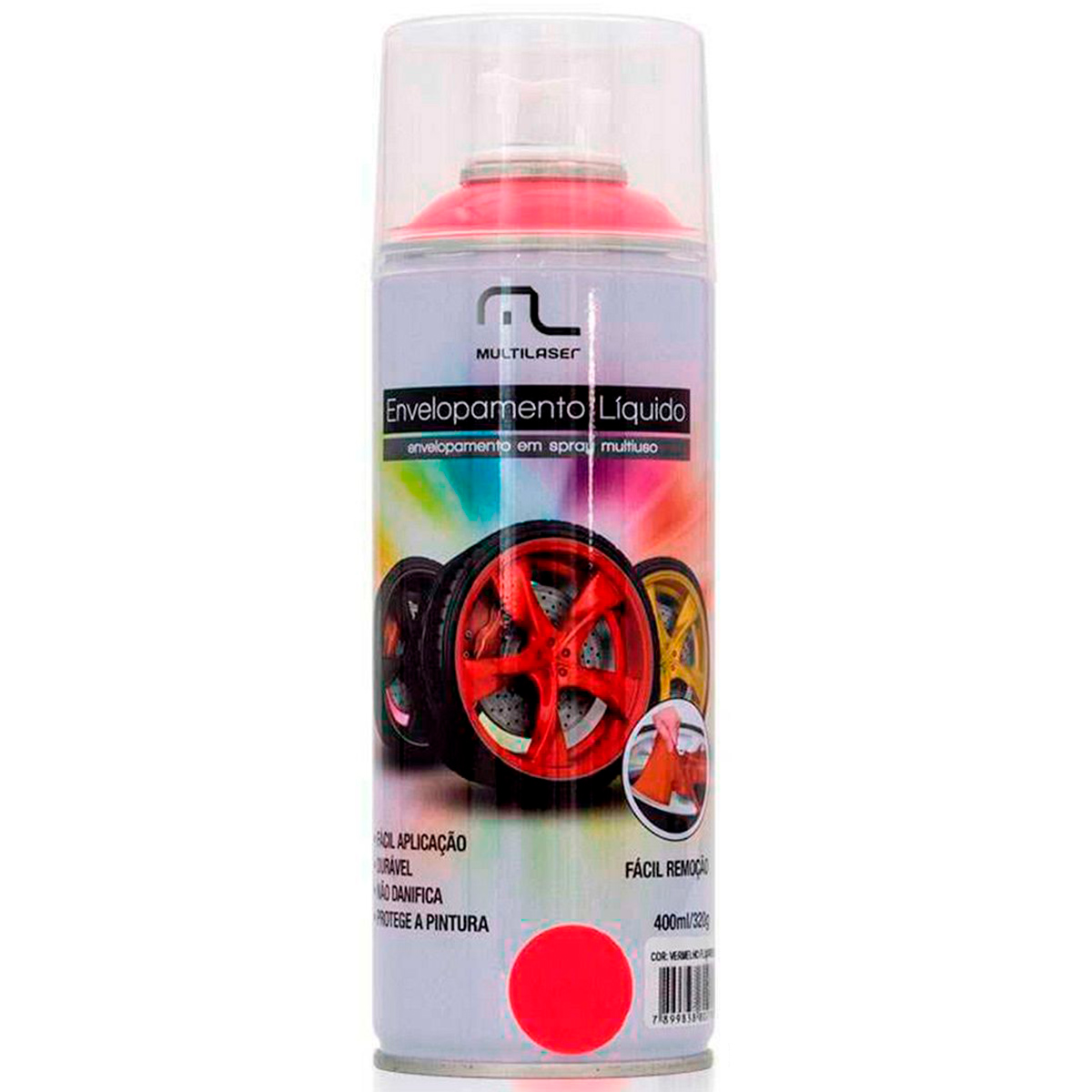 Spray de Envelopamento Líquido Emborrachado Multilaser - 400ml - Vermelho Fluorescente - AU424