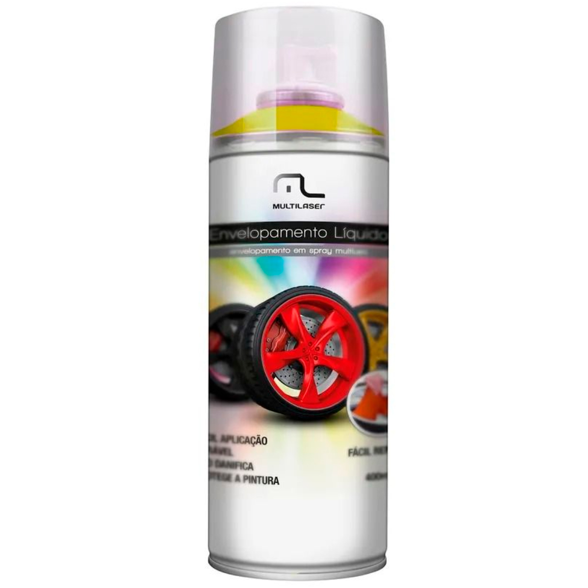 Spray de Envelopamento Líquido Emborrachado Multilaser - 400ml - Amarelo Fluorescente - AU427