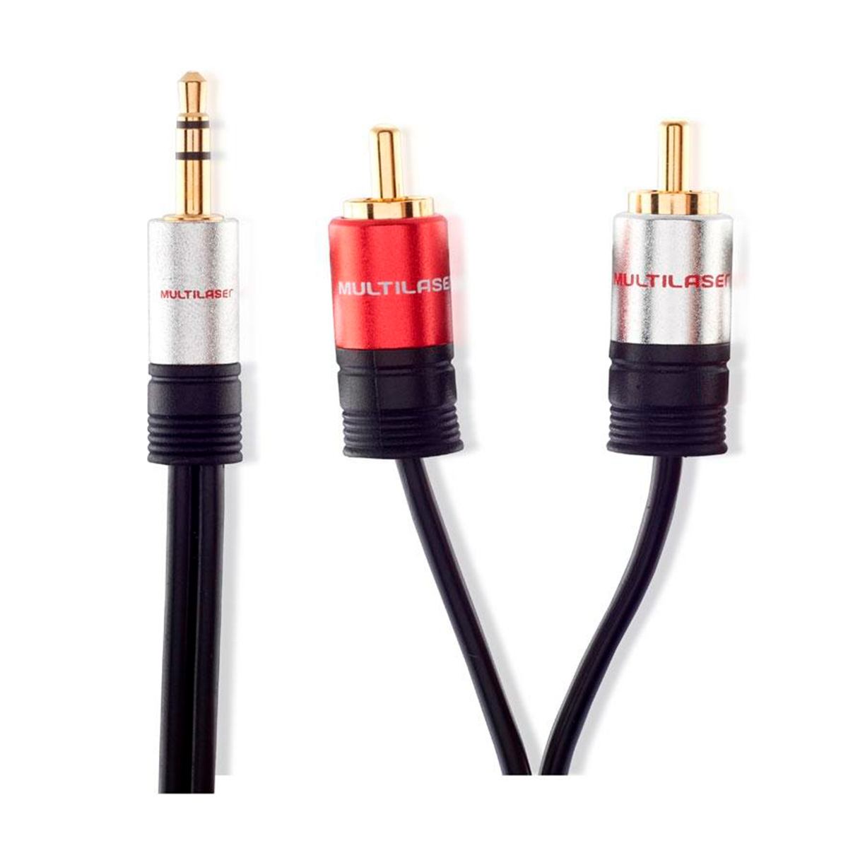 Cabo de Áudio P2 para 2 RCA Stereo (P2 M X 2 RCA M) - 1.8 metros - Preto - Multilaser WI287