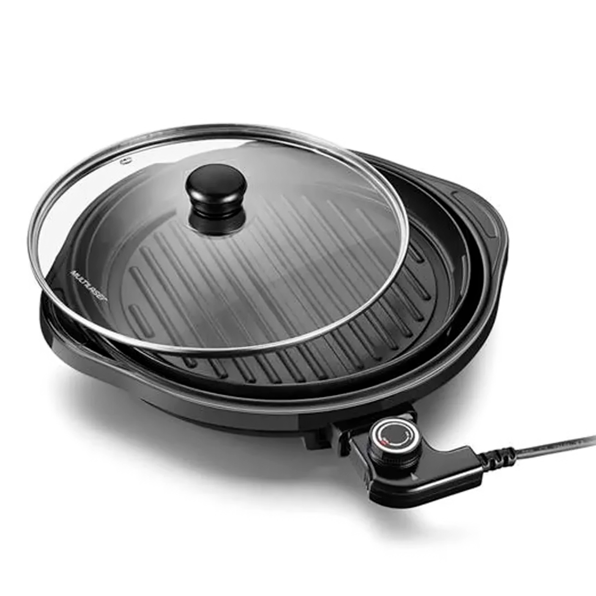 Panela Grill Gourmet - 127V - 1200W - 30cm de Diâmetro - Grelha Antiaderente - Temperatura Regulável - Preto - Multilaser CE053