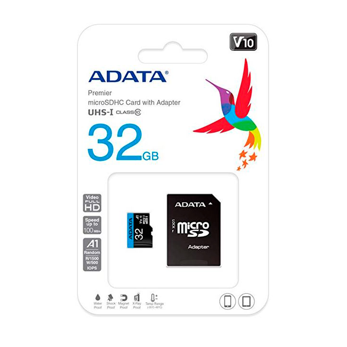 Cartão 32GB MicroSD com Adaptador SD - Classe 10 - Velocidade até 100MB/s - Adata Premier AUSDH32GUICL10A1-RA1
