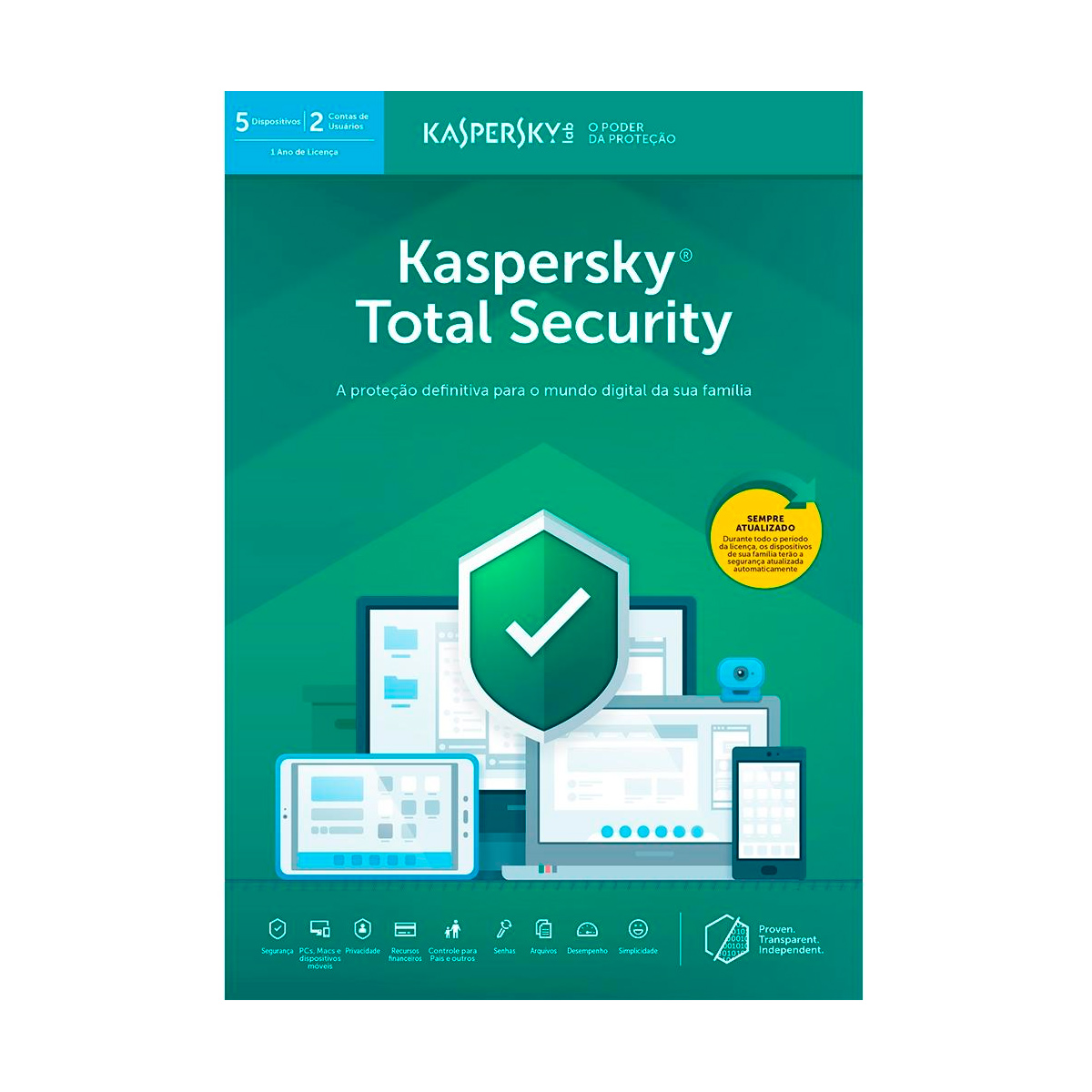 Kaspersky Antivírus Total Security - Licença de 1 ano - para 5 dispositivos - Versão Download