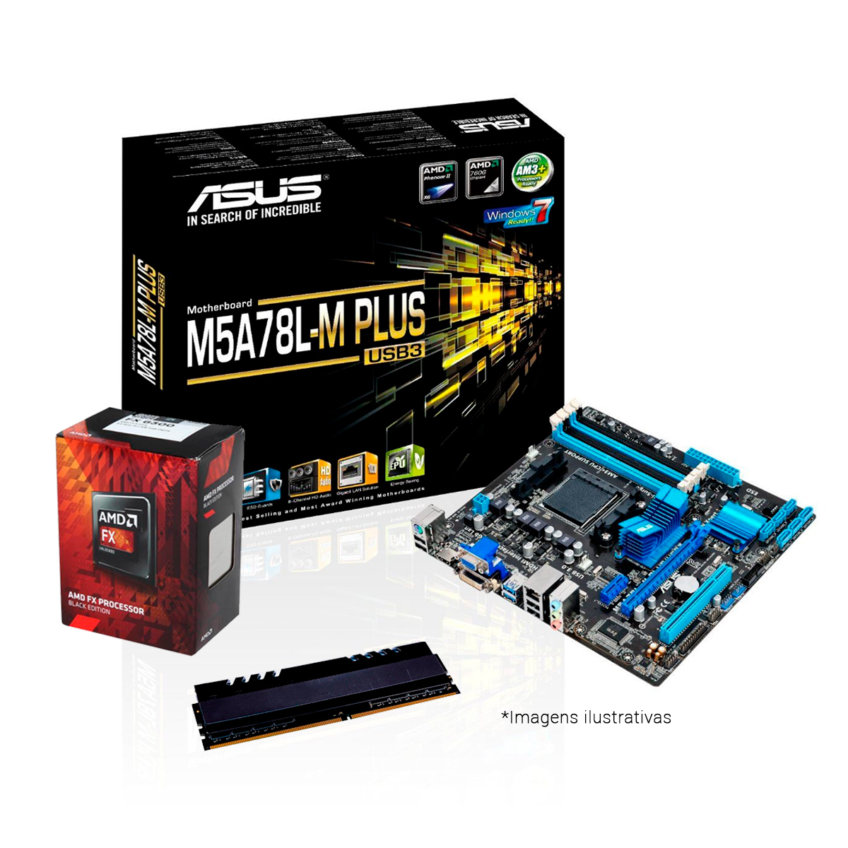 Kit Upgrade AMD FX-6300 + Asus M5A78L-M PLUS/USB3 + Memória 4GB DDR3