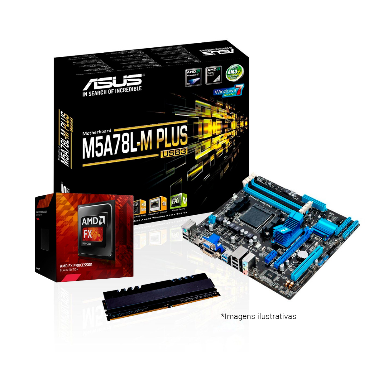 Kit Upgrade AMD FX-8350 + Asus M5A78L-M PLUS/USB3 + Memória 8GB DDR3
