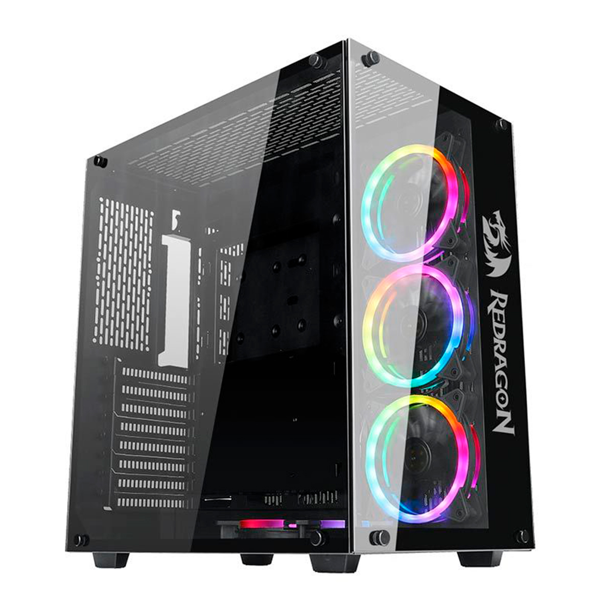 Gabinete Redragon Wideload - Janela Lateral e Frontal em Vidro Temperado - com Coolers RGB - USB 3.0 - GC-802